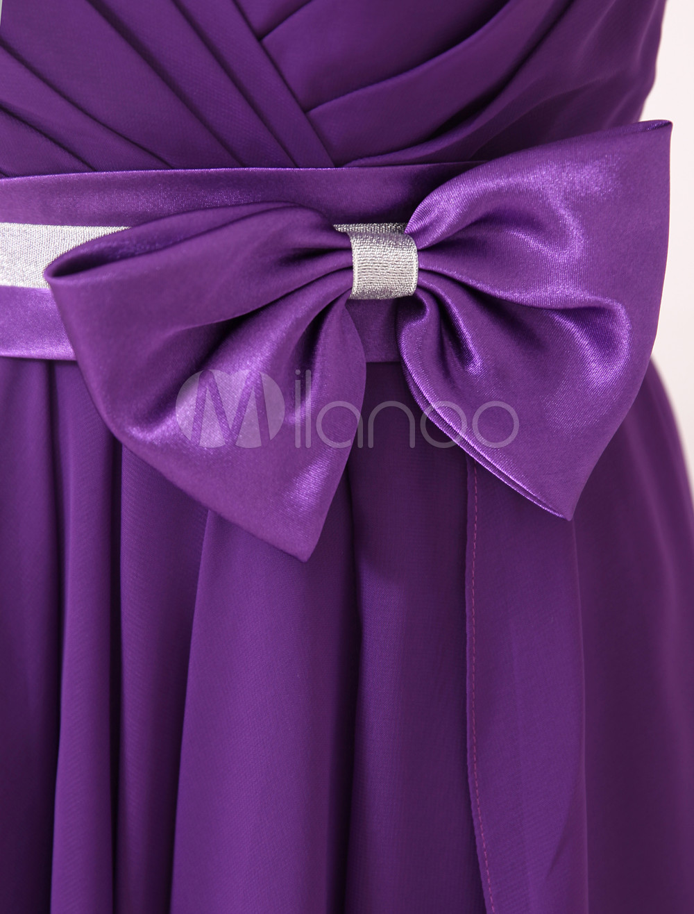 Fashion Deep Purple Aline Sash Chiffon Prom Dress