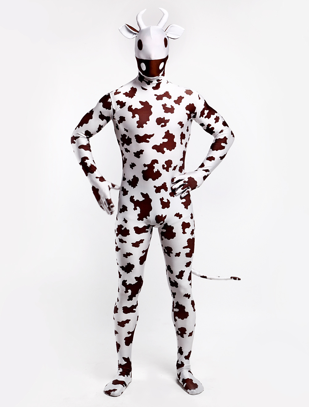 Morph Suit Cow Style Zentai Suit Coffee Brown Full Body Lycra Spandex