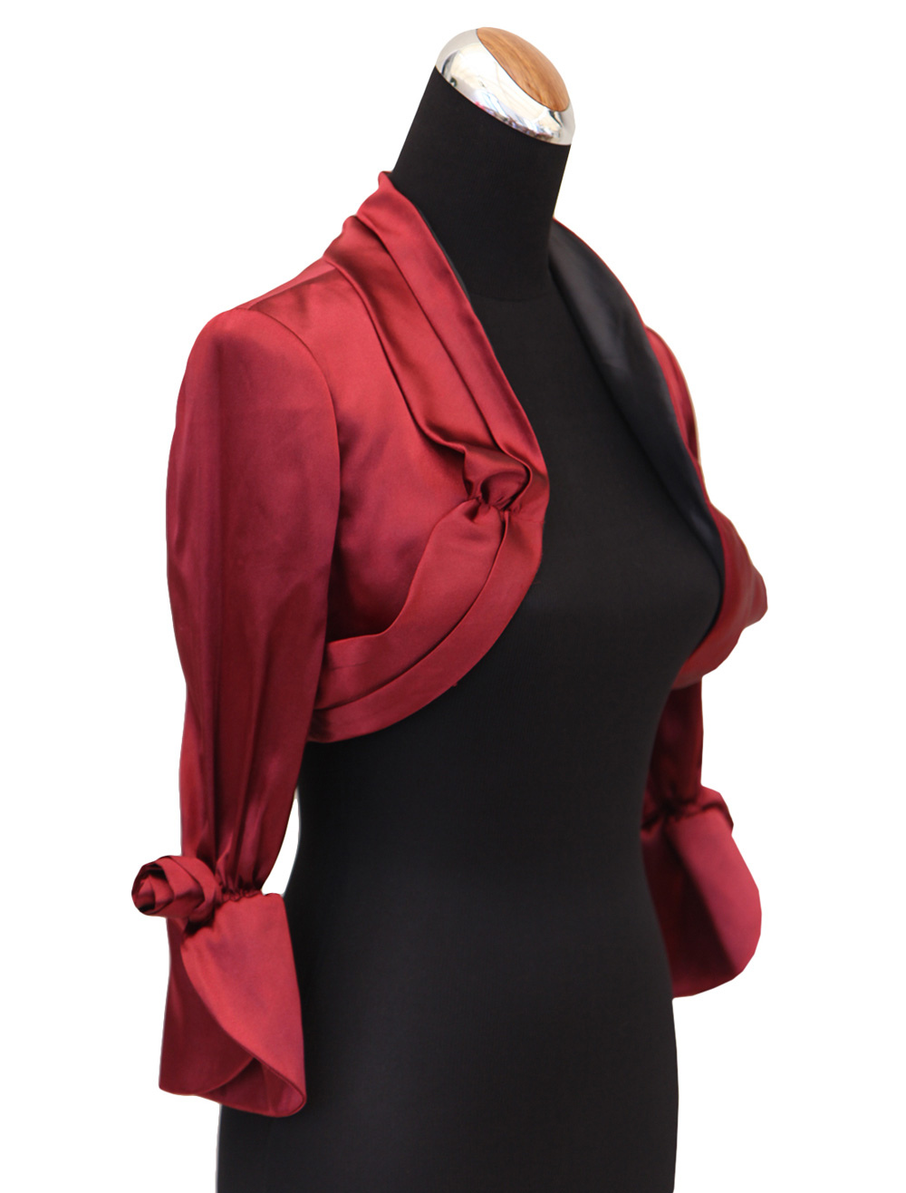 Bolero In Raso A Maniche Lunghe | Nero | Formale Ed Elegante | Foderato | Per Eventi E Serate - Foto 5