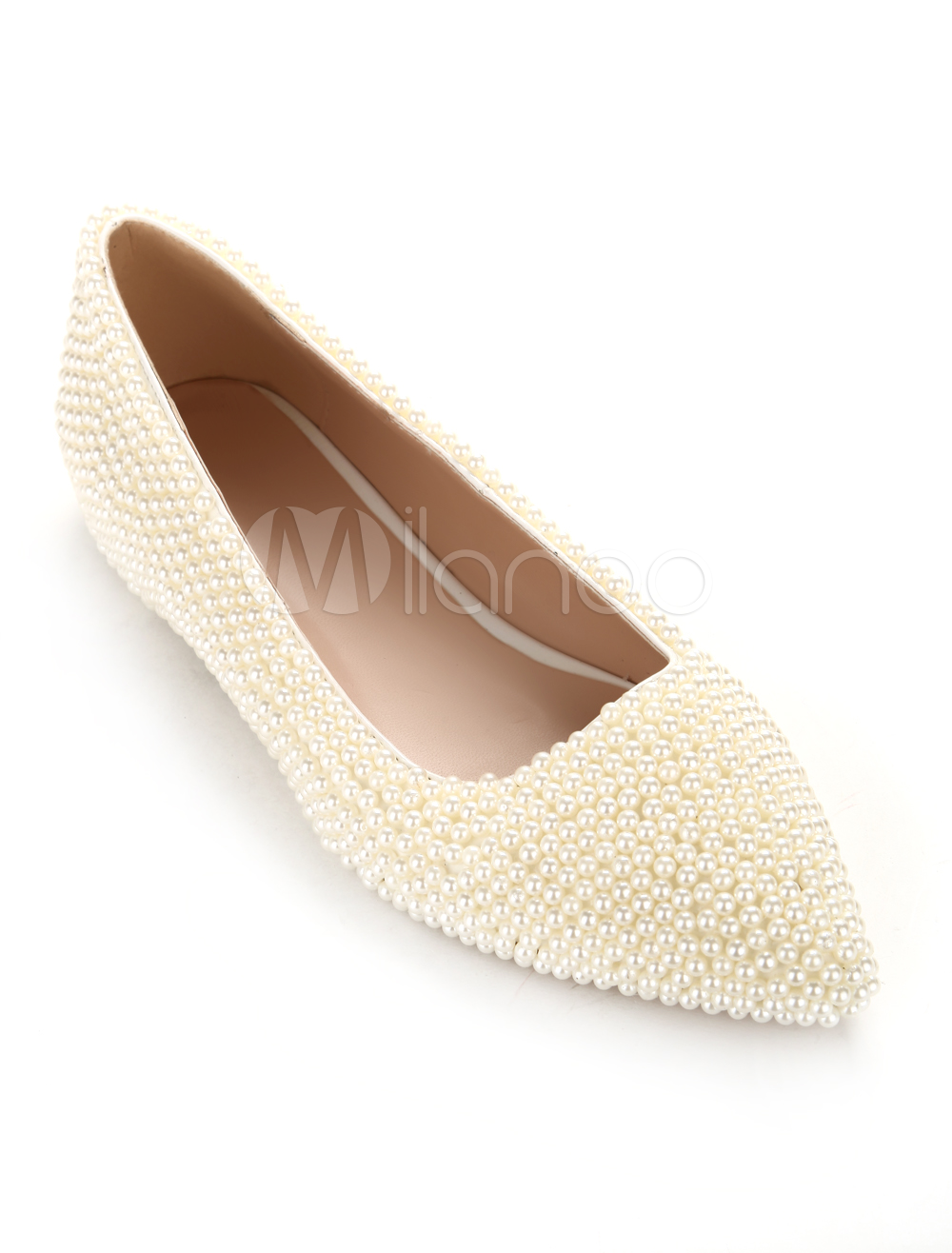 beaded white flats