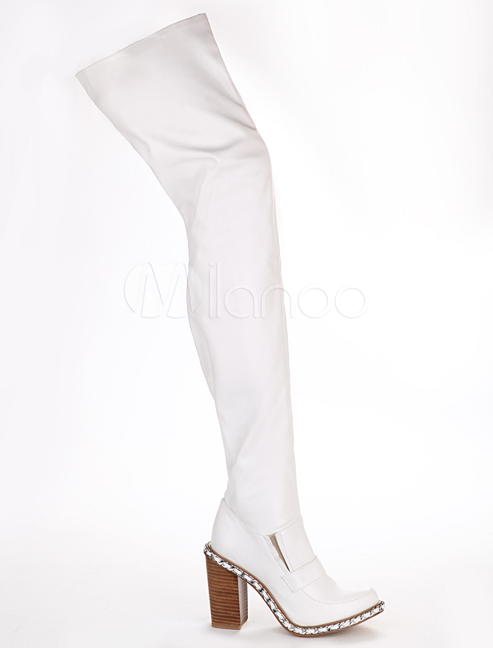 white over the knee flat boots