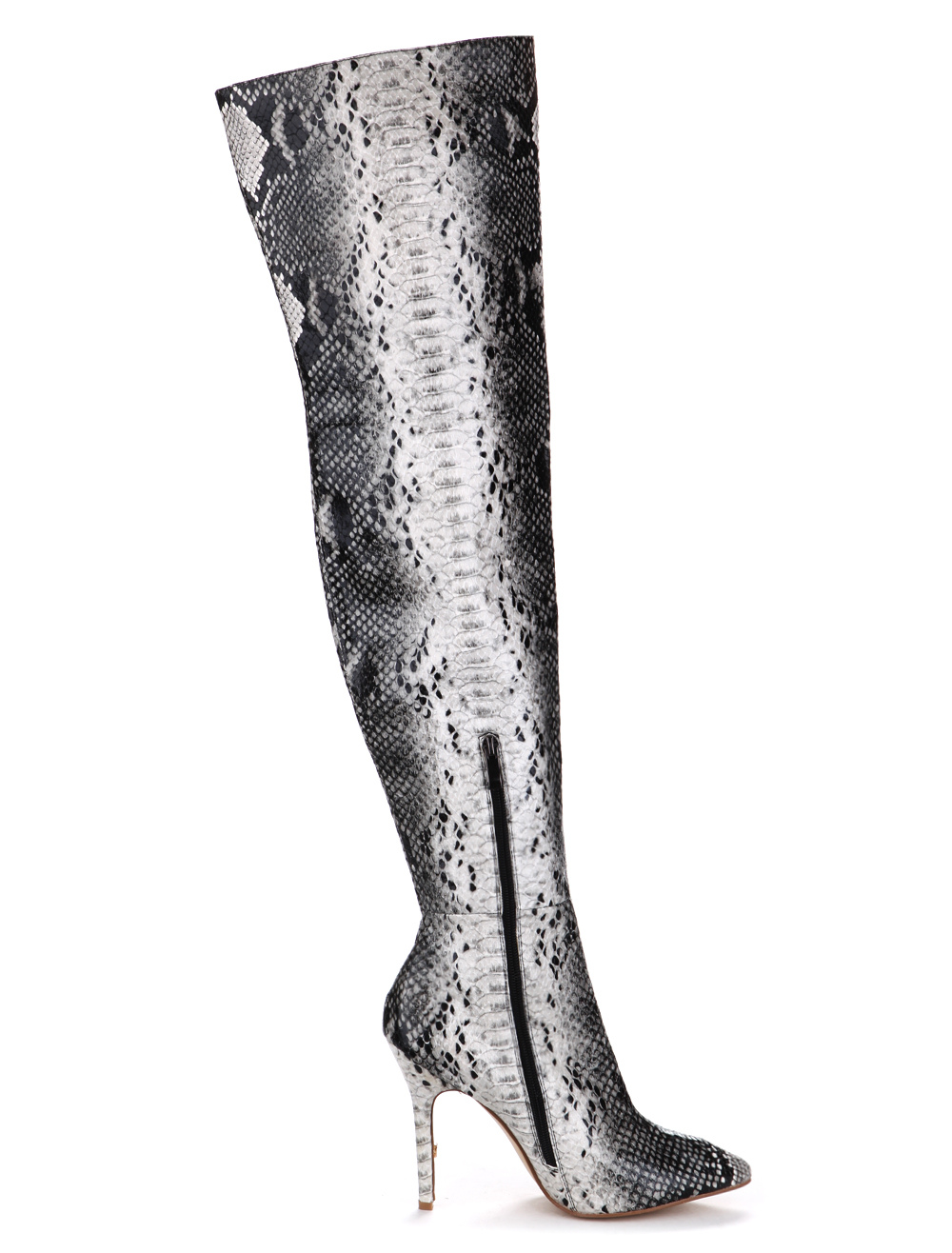 over knee snake print boots