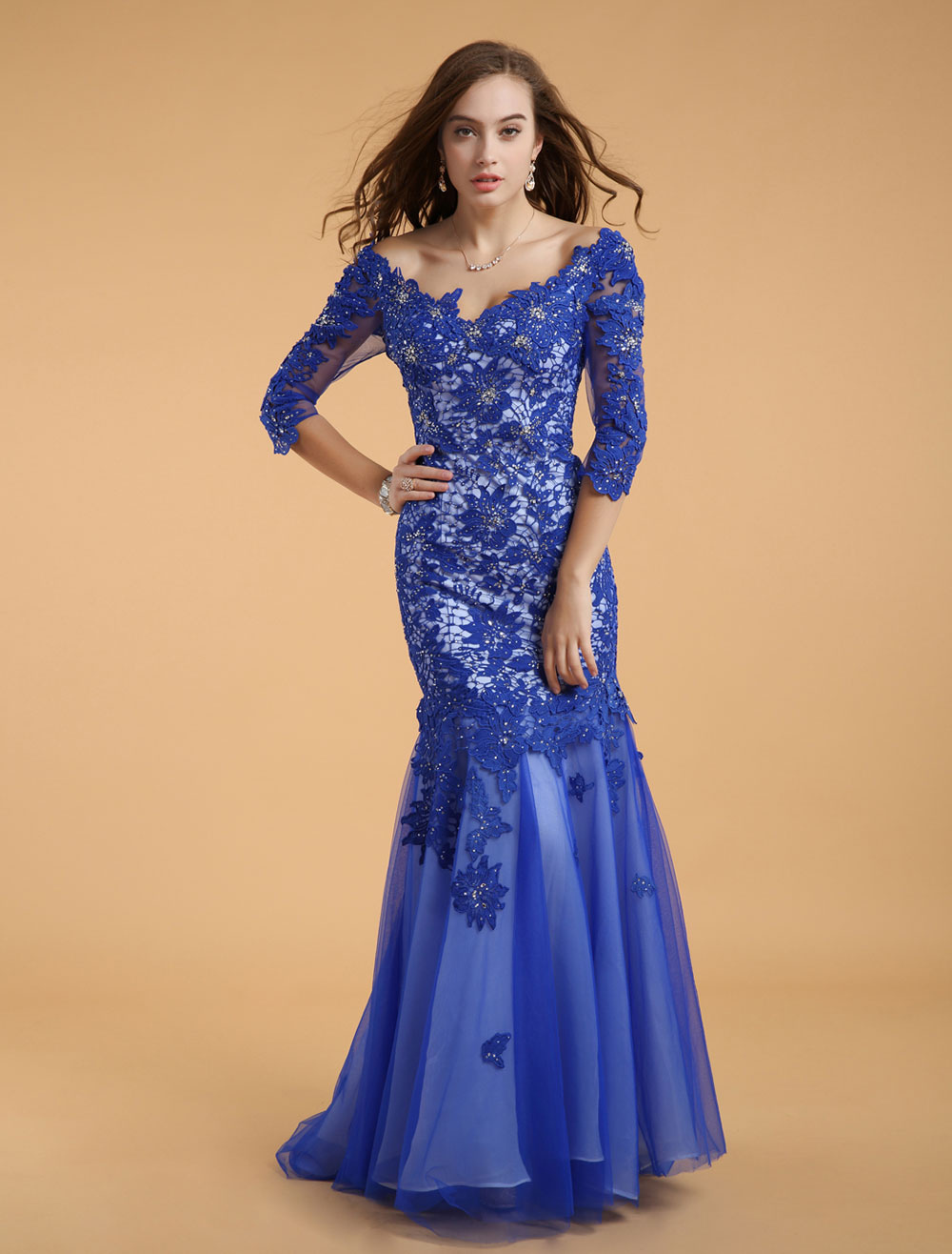 royal blue lace gown