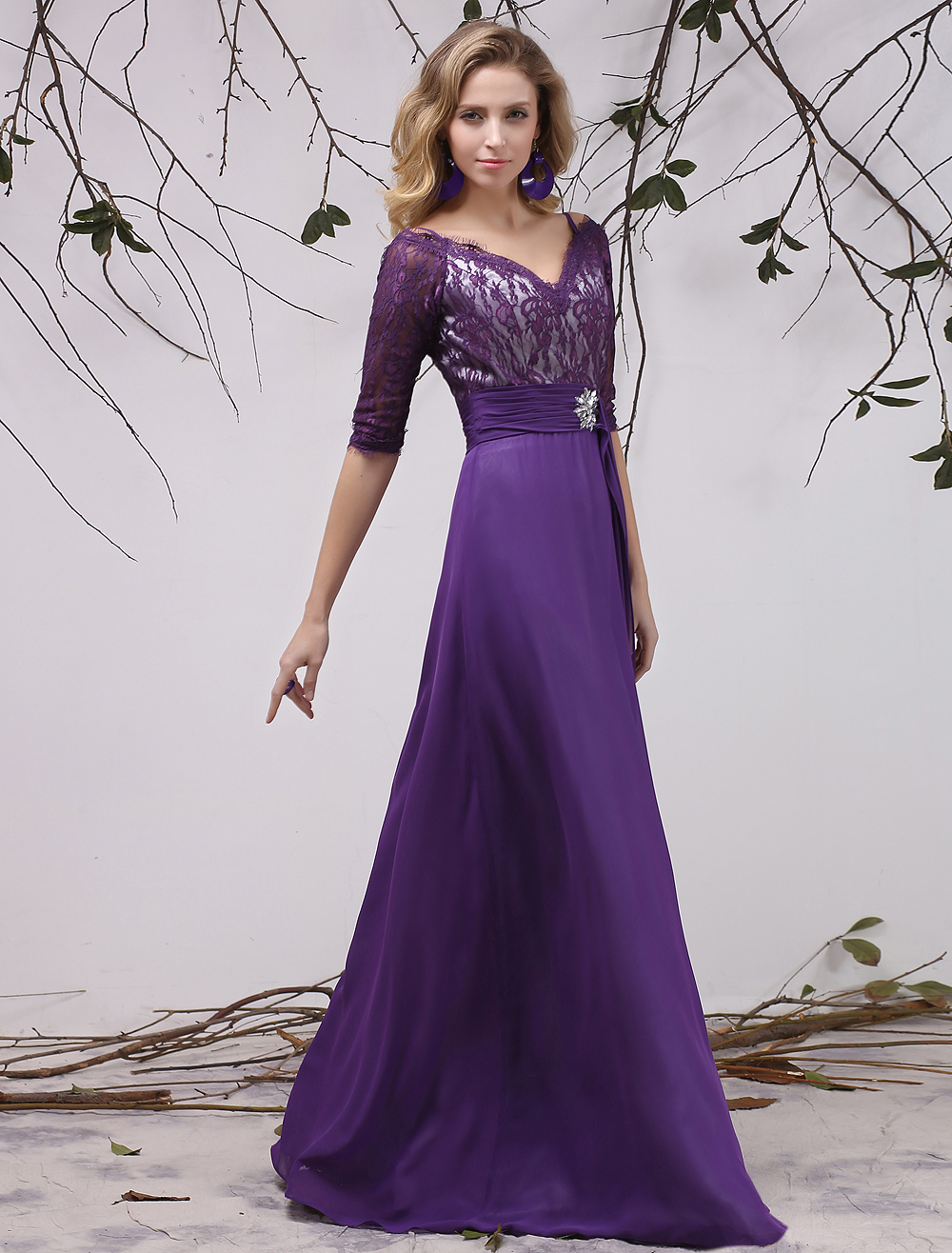 Chiffon Evening Dress Lavender Rhinestone Beaded Mother of the Bride ...