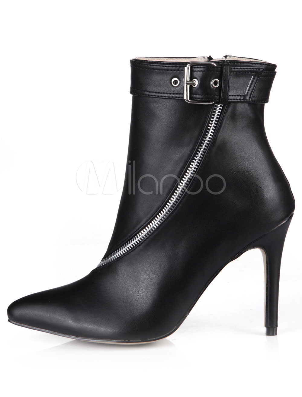 black pointed heeled boots