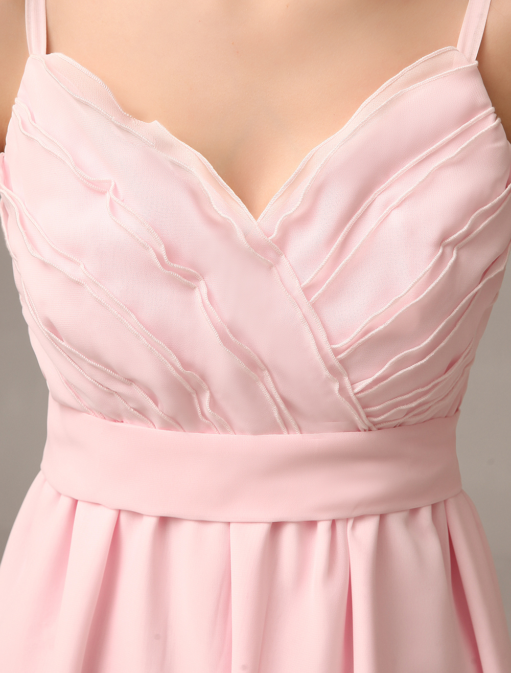 Asymmetrical Blush Pink A-line Ruched Chiffon Bridesmaid Dress With ...