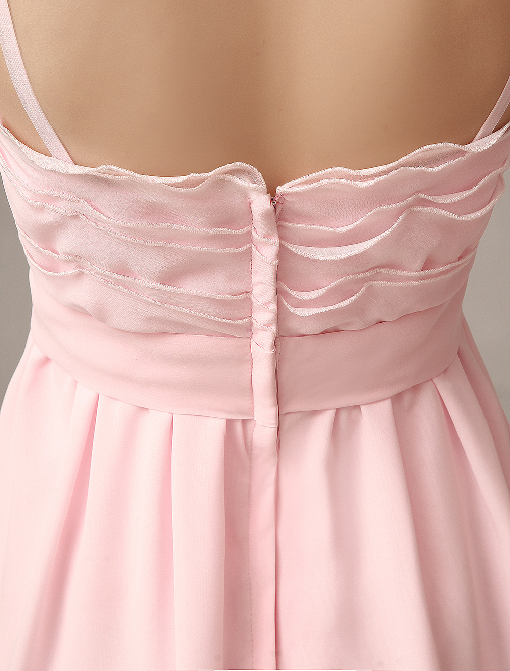 Asymmetrical Blush Pink A-line Ruched Chiffon Bridesmaid Dress With ...