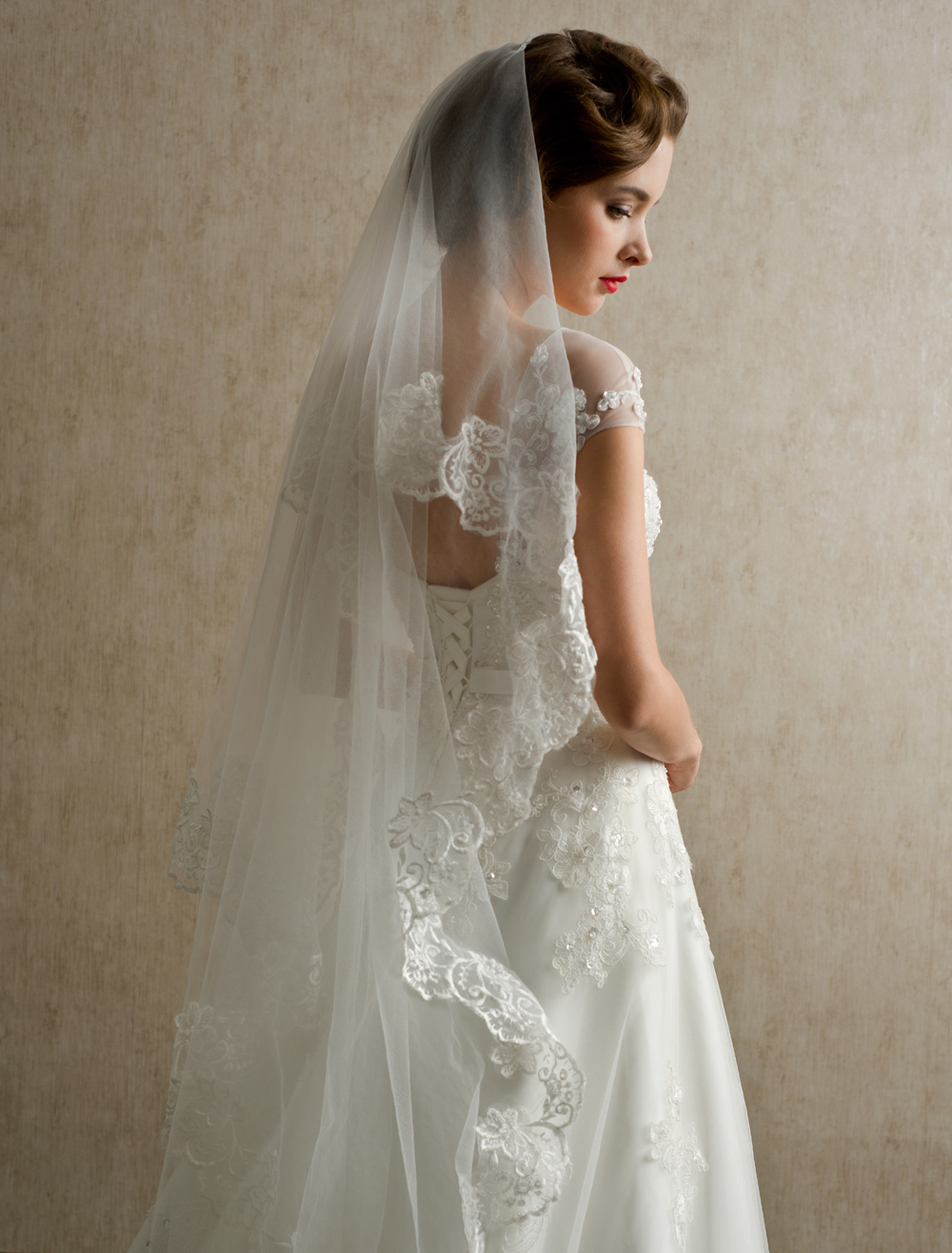 A-Line Bateau Neck Long Sleeves Court Train Wedding Dress