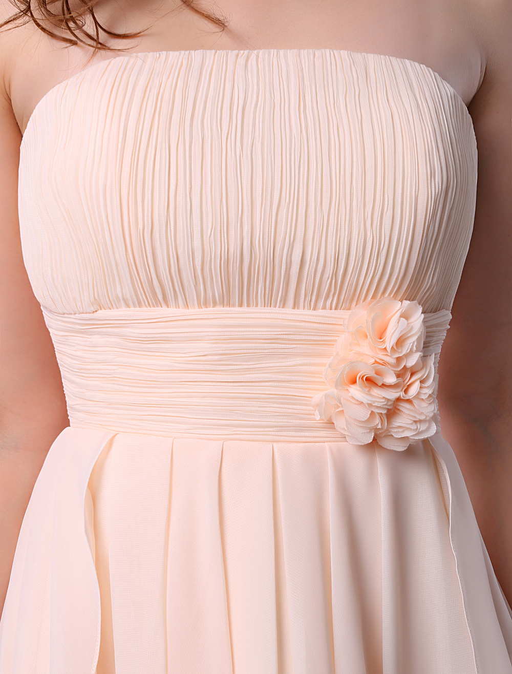 champagne strapless bridesmaid dress