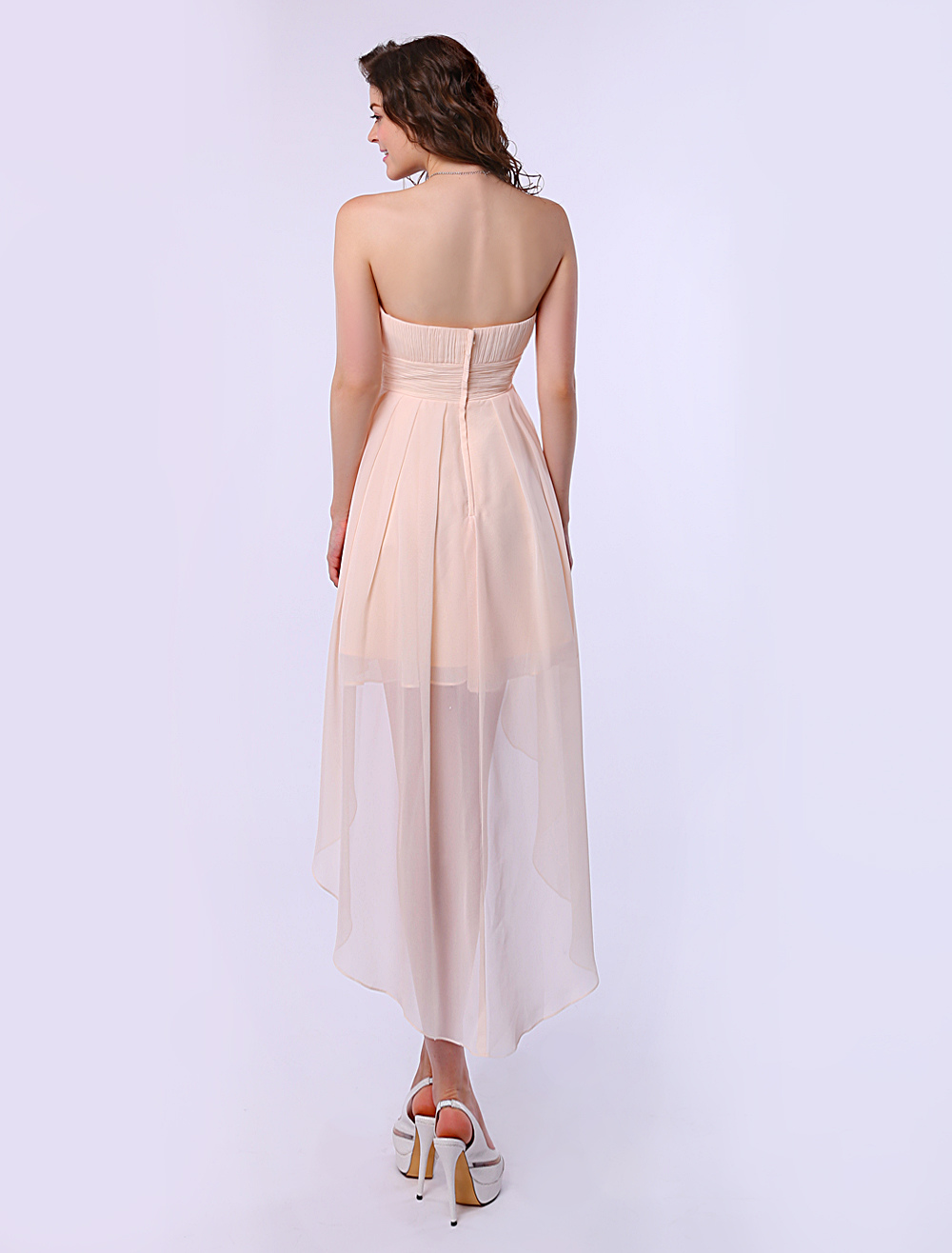 champagne strapless bridesmaid dress
