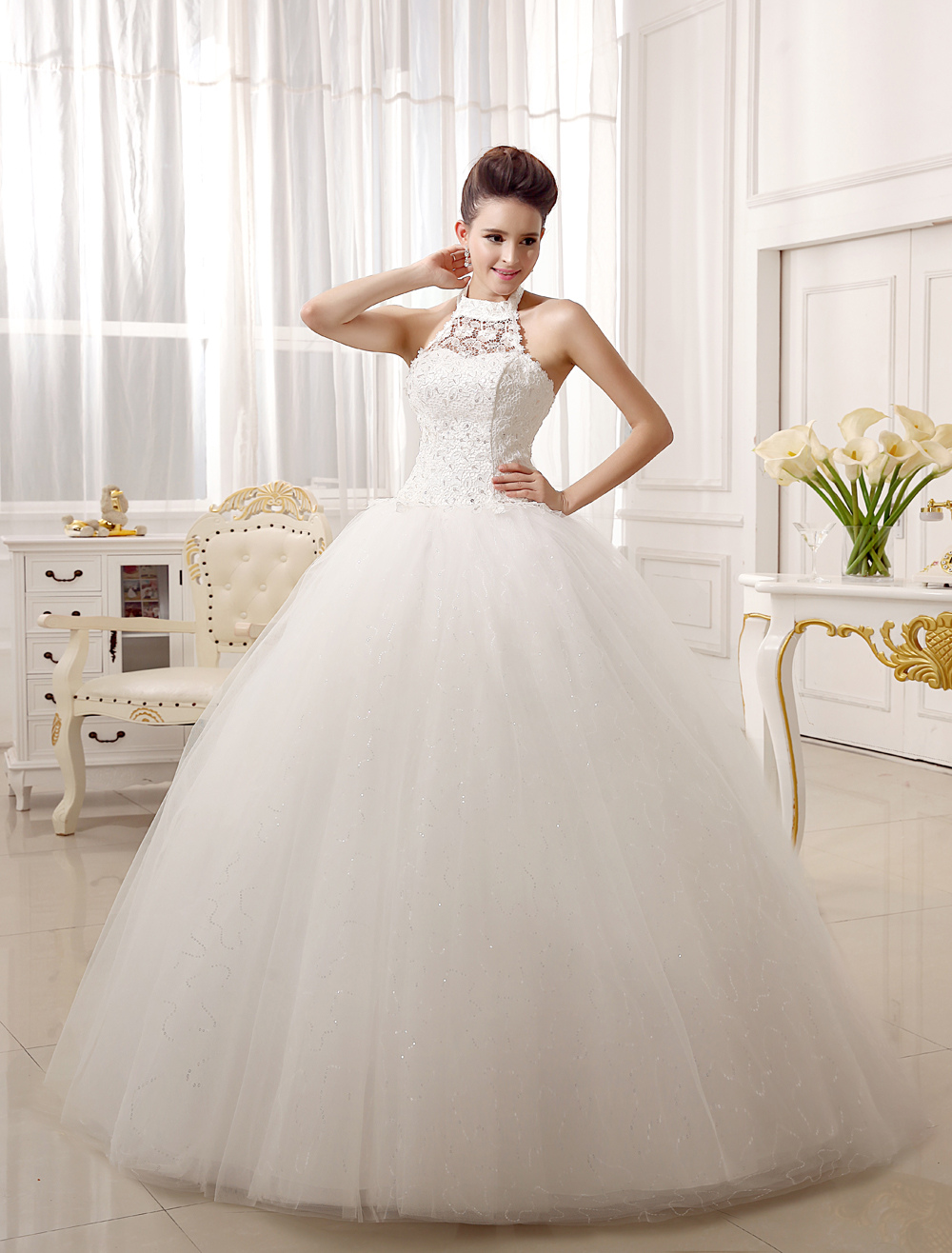 halter-ball-gown-draped-floor-length-ivory-wedding-dress-for-bride-milanoo