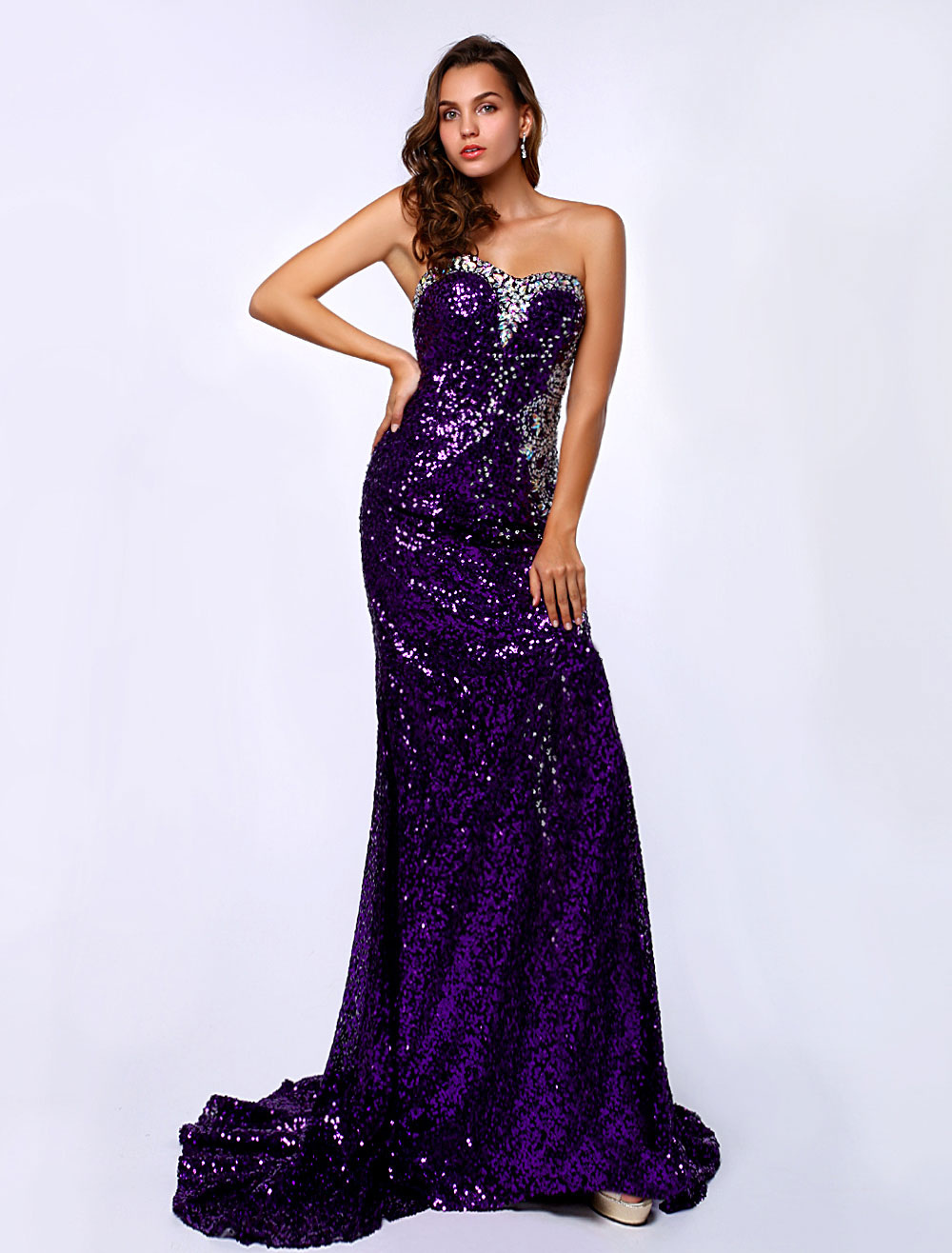 Sexy Evening Dress Mermaid Sequined Party Dress Sweetheart Back Detail