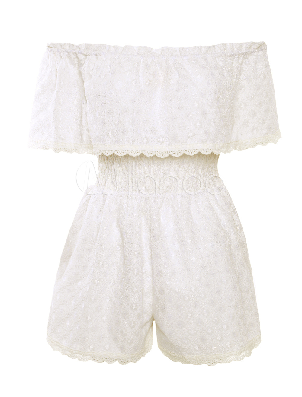 Charming Blue Ruffles Polyester Fashion Romper For Ladies