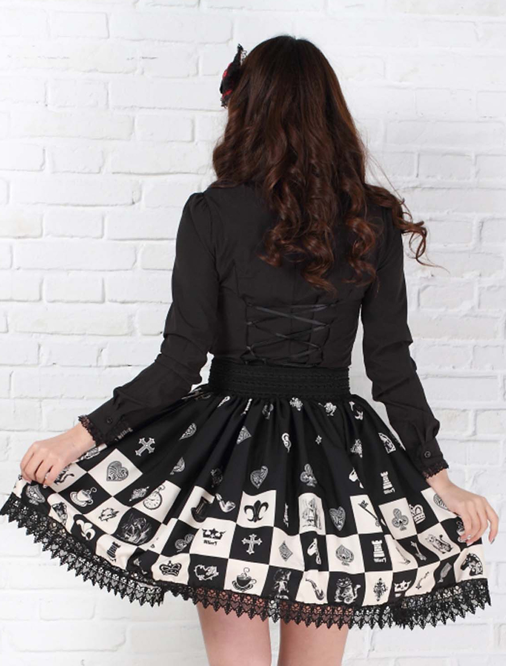 Sweet Lolita Skirt Alice In Wonderland Chess Checkered SK Lolita Skirt ...