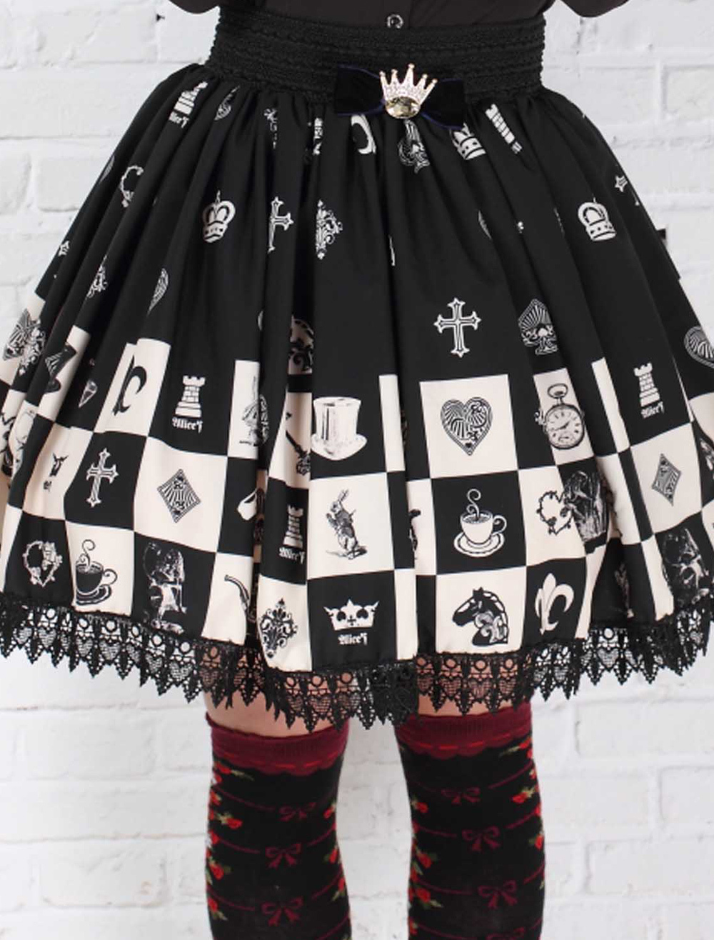 Sweet Lolita Skirt Alice In Wonderland Chess Checkered SK Lolita Skirt ...
