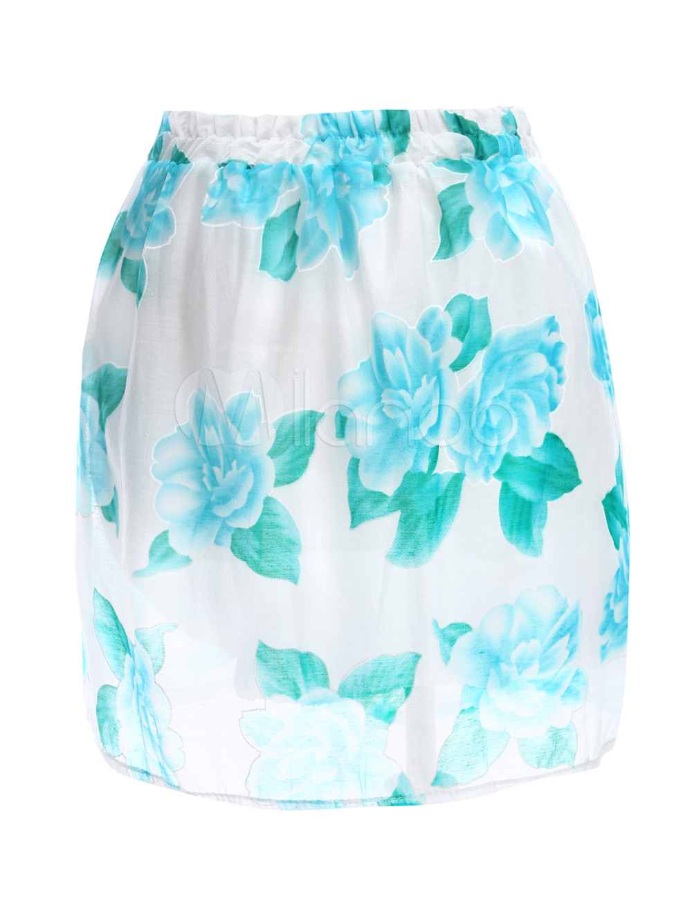 Beautiful Red Floral Print Chiffon Women's Skirt