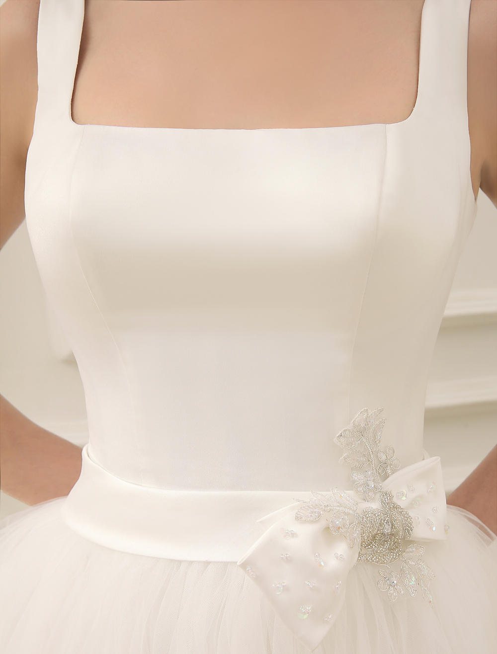 simple-wedding-dresses-satin-square-neck-applique-short-bridal-dress-with-beading-bow-sash