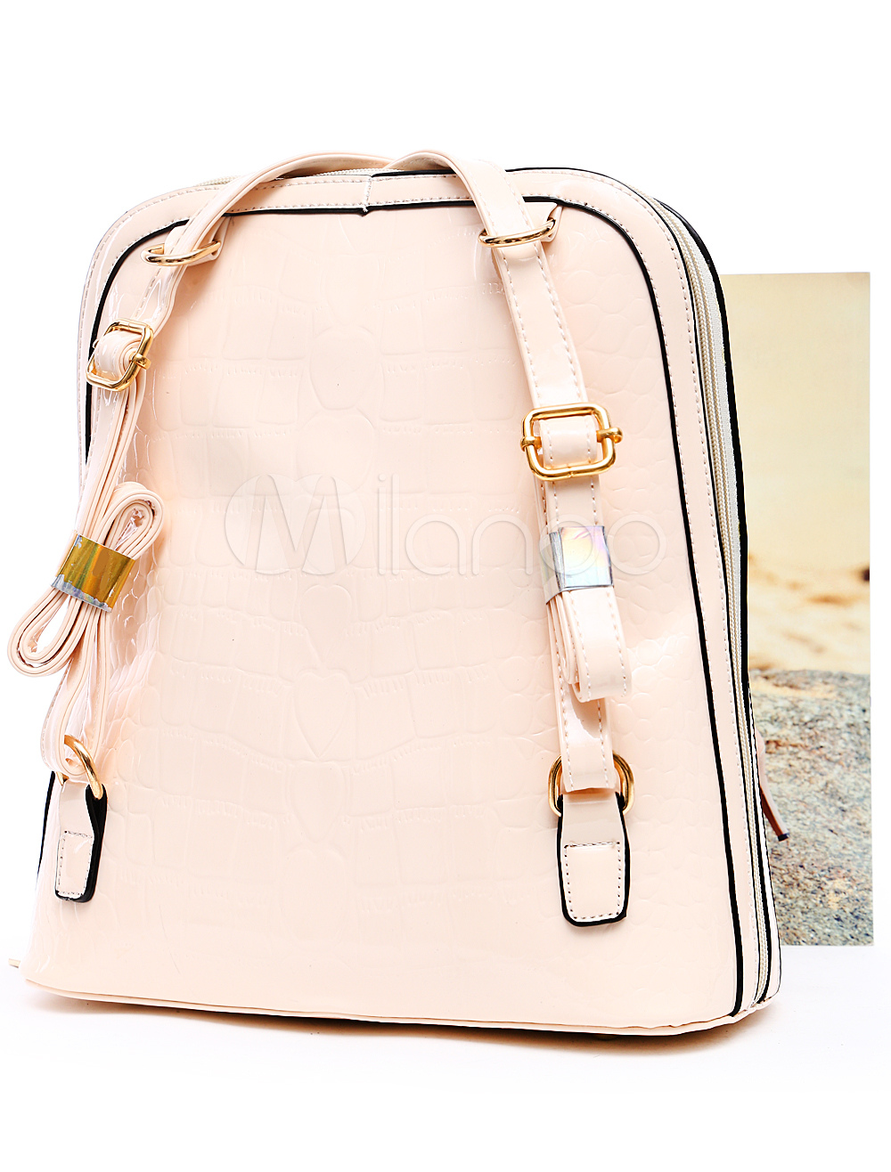 Cute White Vertical Shape Backpack With Bow Decor