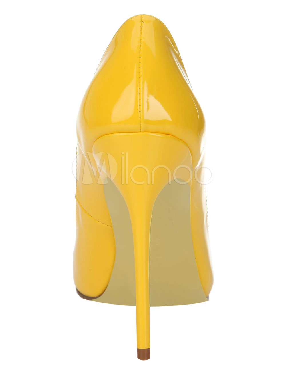 Sleek & Sexy Yellow PU Leather Pointy Toe Stiletto Shoes