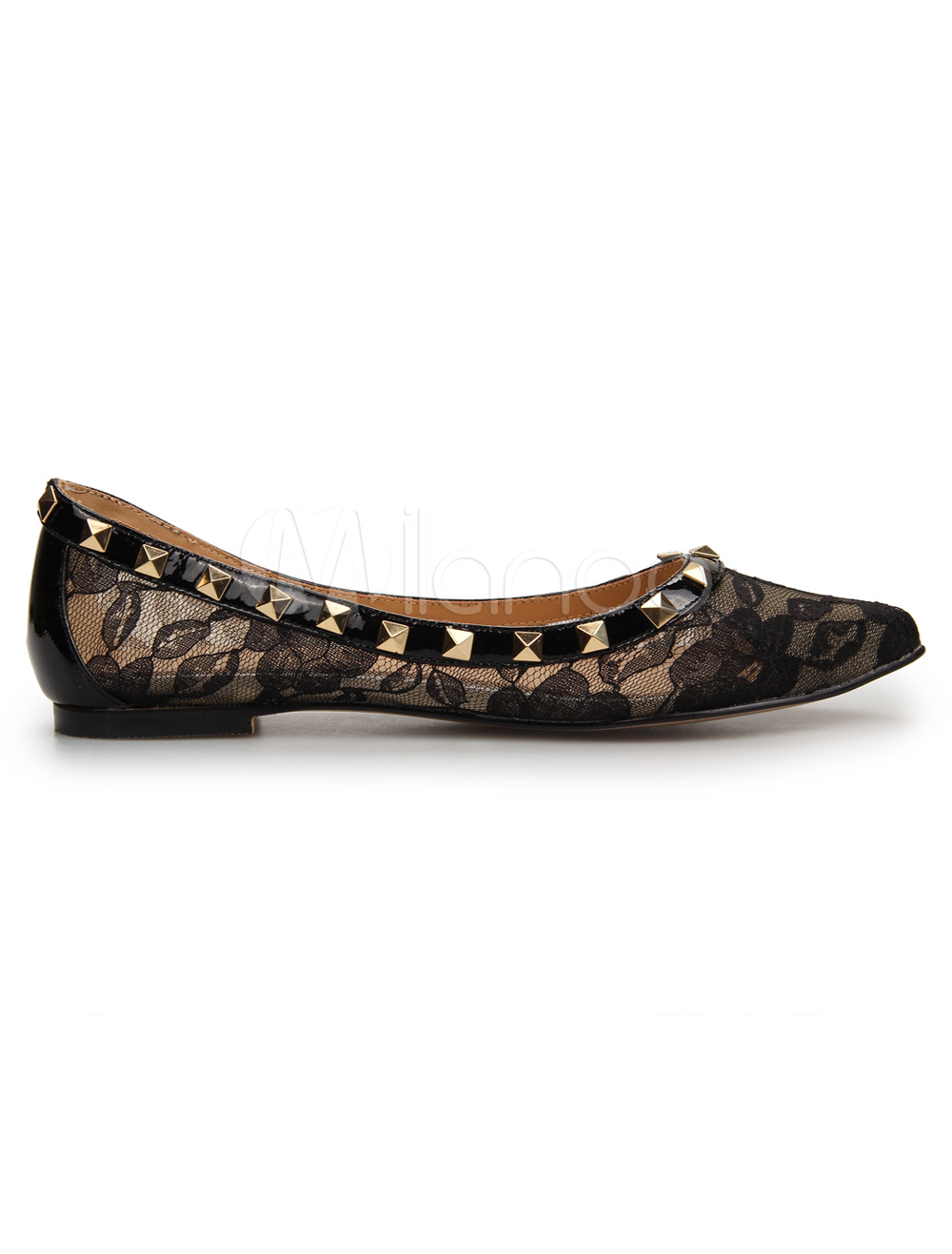 black lace ballet flats