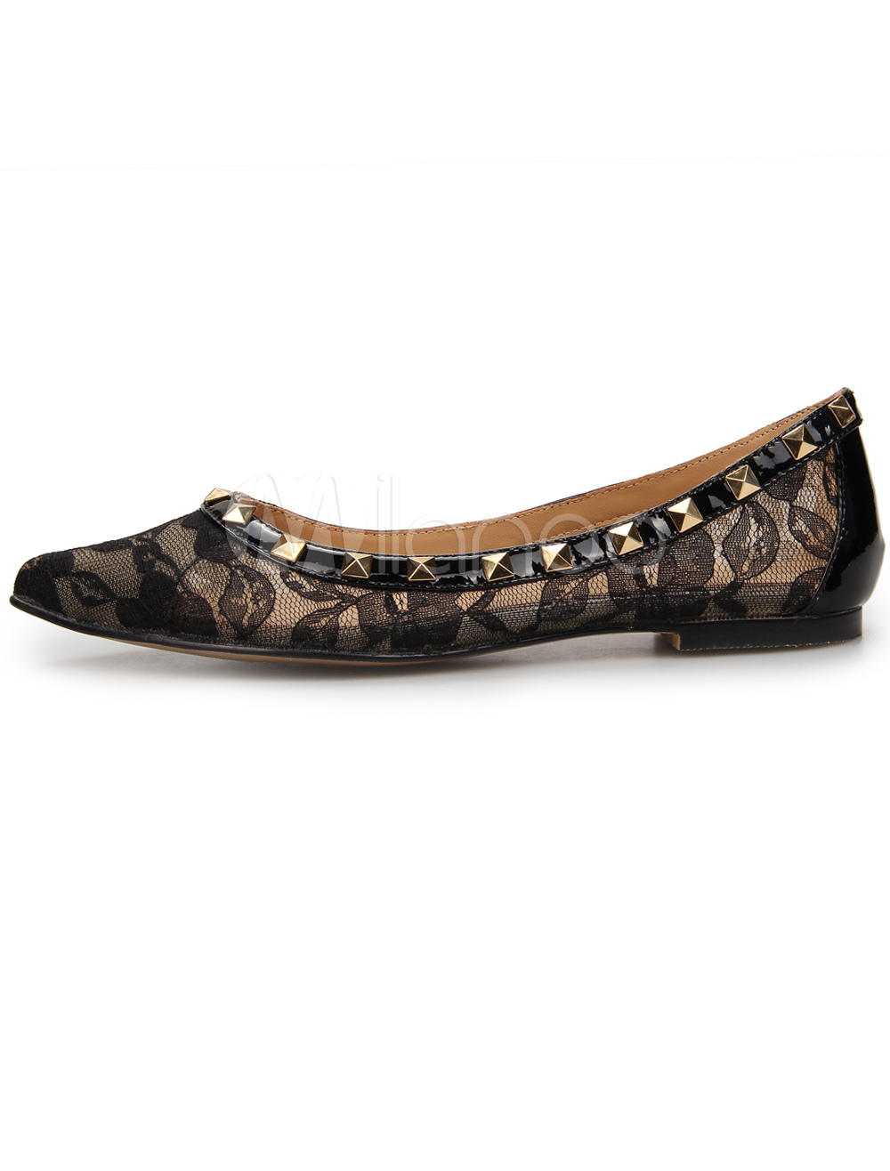 black lace ballet flats