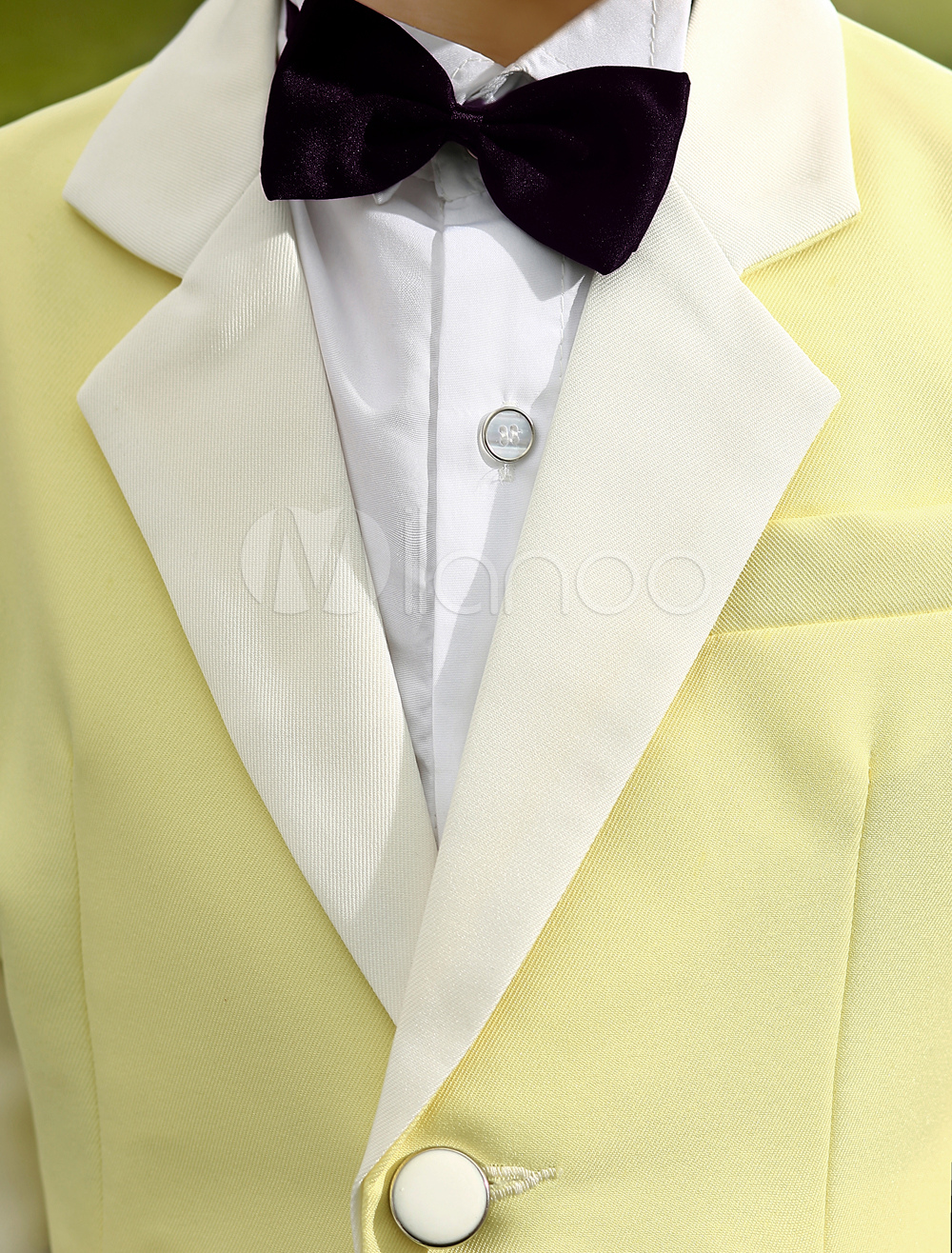 Baby Boy Suit Set Kids Wedding Tuxedo Yellow Jacket Pants Shirts Bow