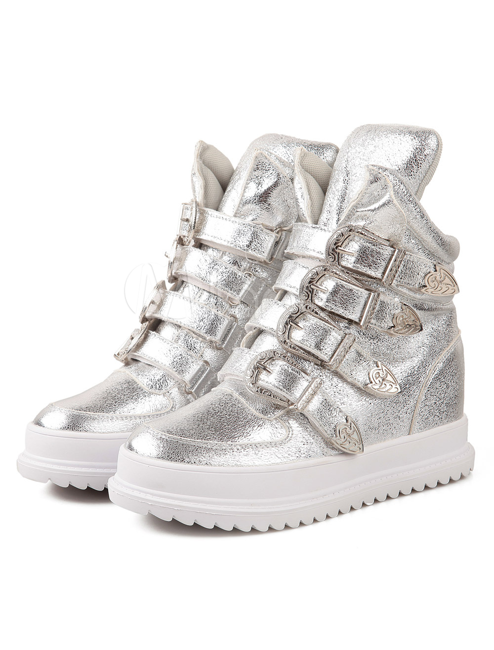 PU Leather Sneakers With Hidden Heels