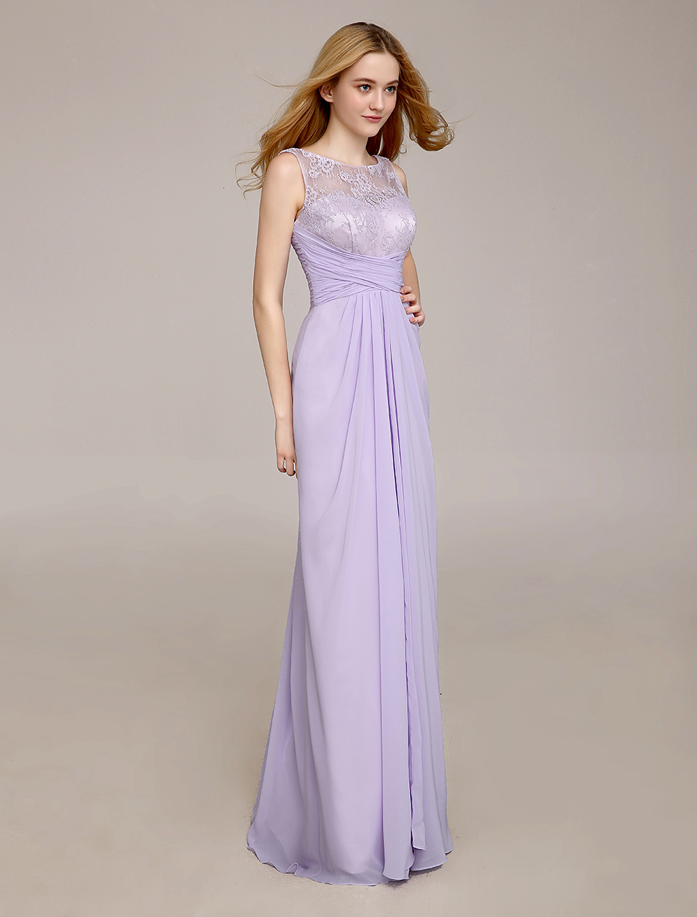 Jewel Neck Bridesmaid Dress With Draped Sheath Milanoo - Milanoo.com
