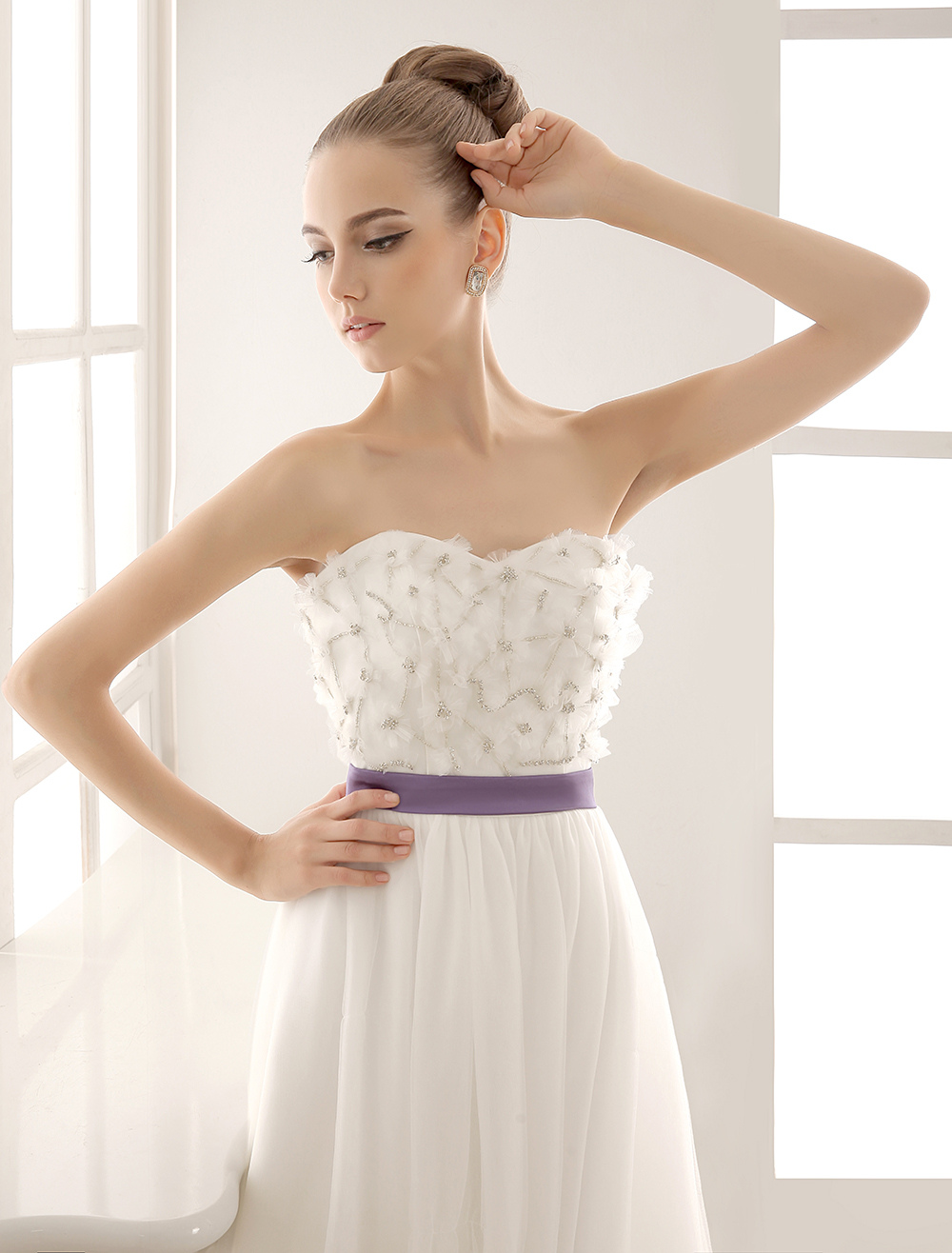 Vestidos de chiffon sin tirantes con escote en corazón Crepúsculo