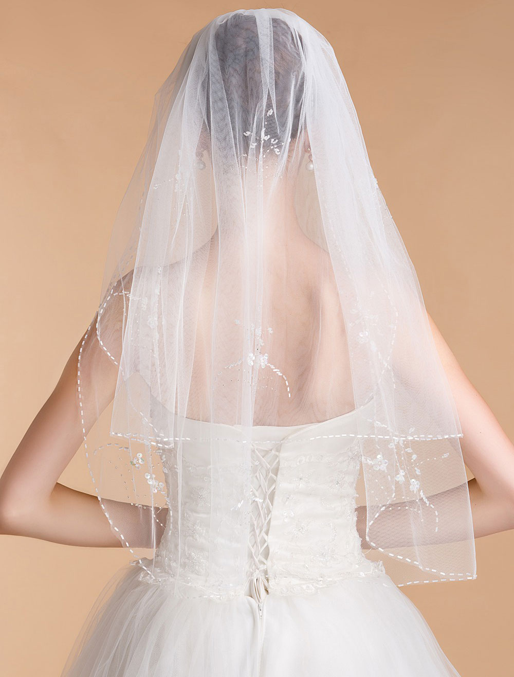 two tier ivory veil