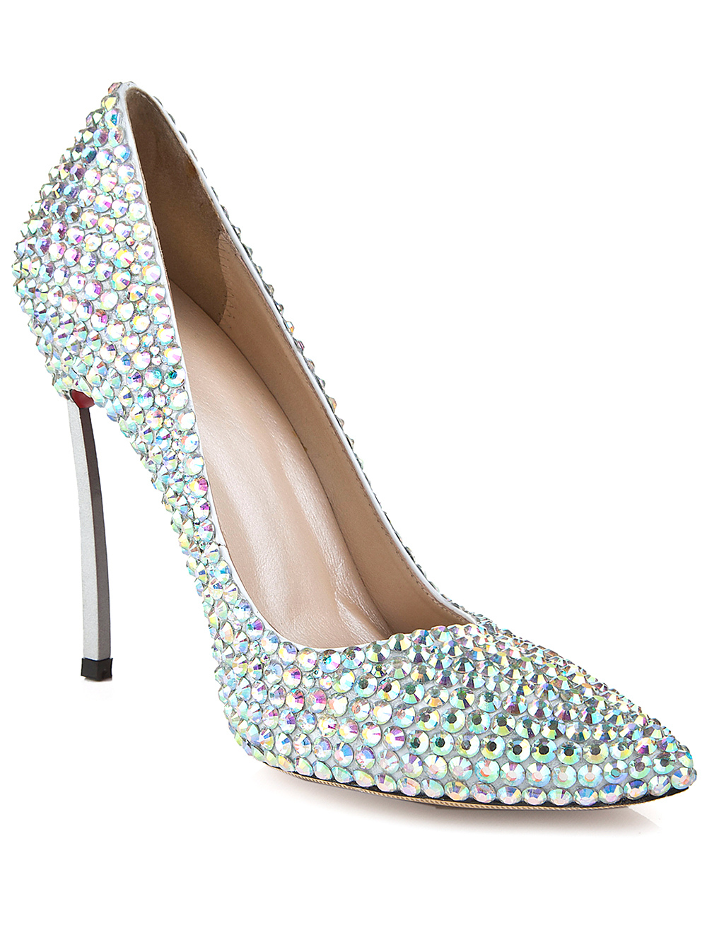 Pointy Toe Shoes with Rhinestones Detailing