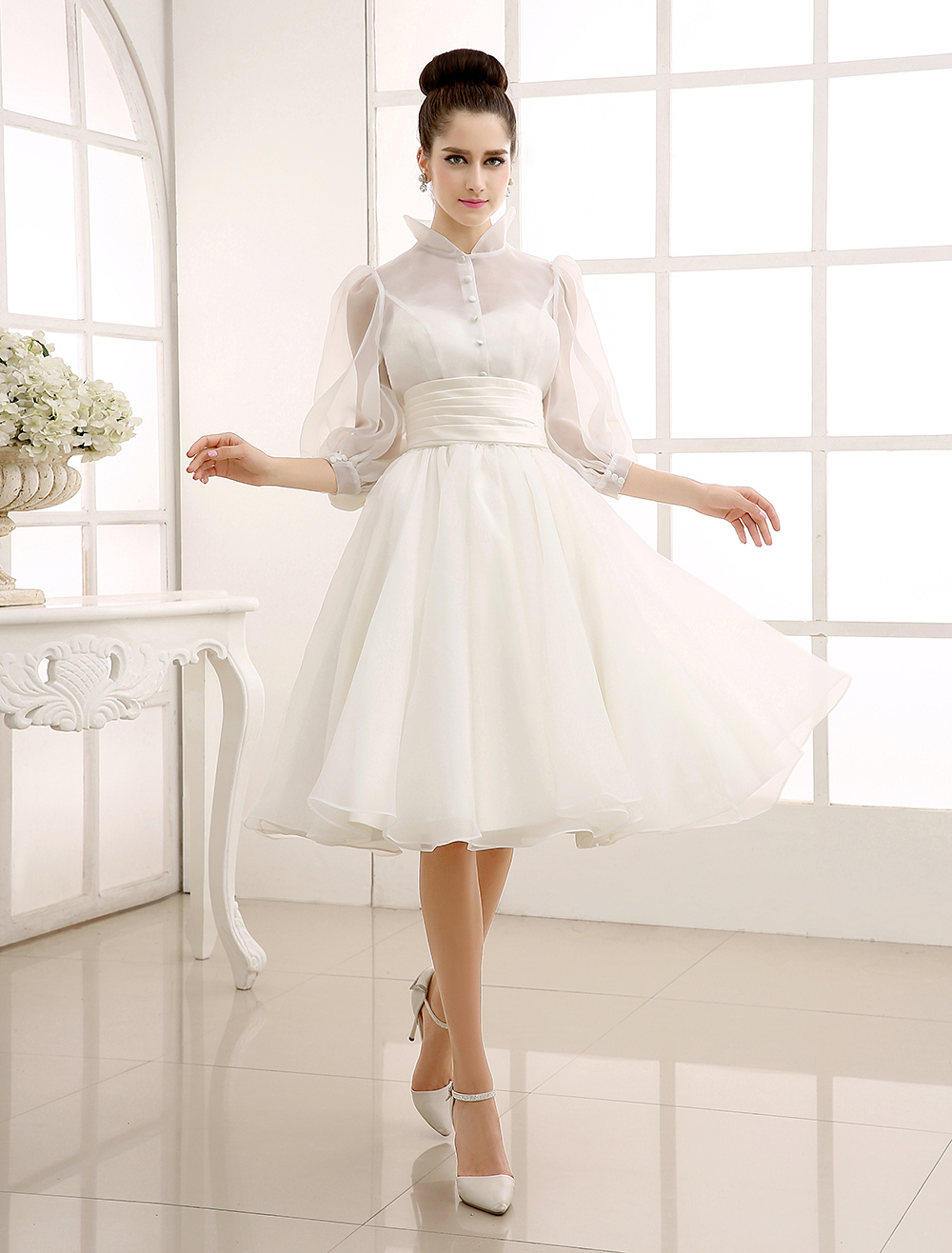 A-Linie-Brautkleid in Elfenbeinfarbe Milanoo - Milanoo.com