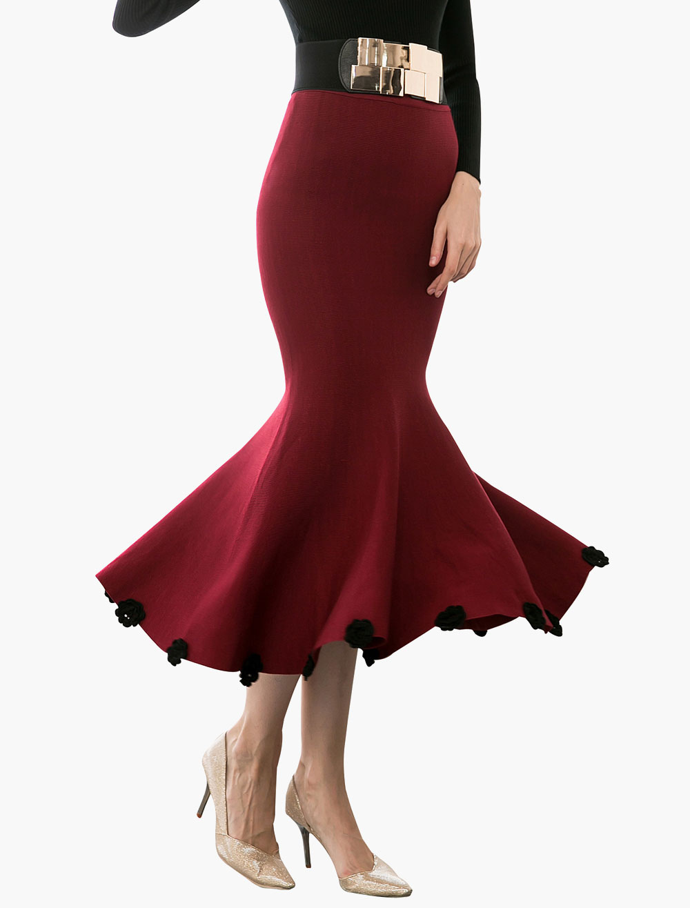 burgundy mermaid skirt