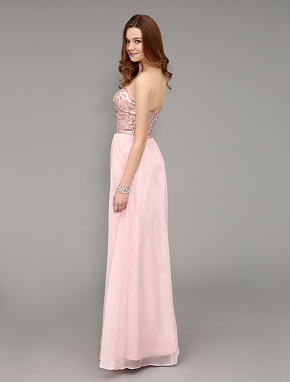 Rose Gold Prom Dresses 2020 Long Soft Pink Strapless Backless Evening