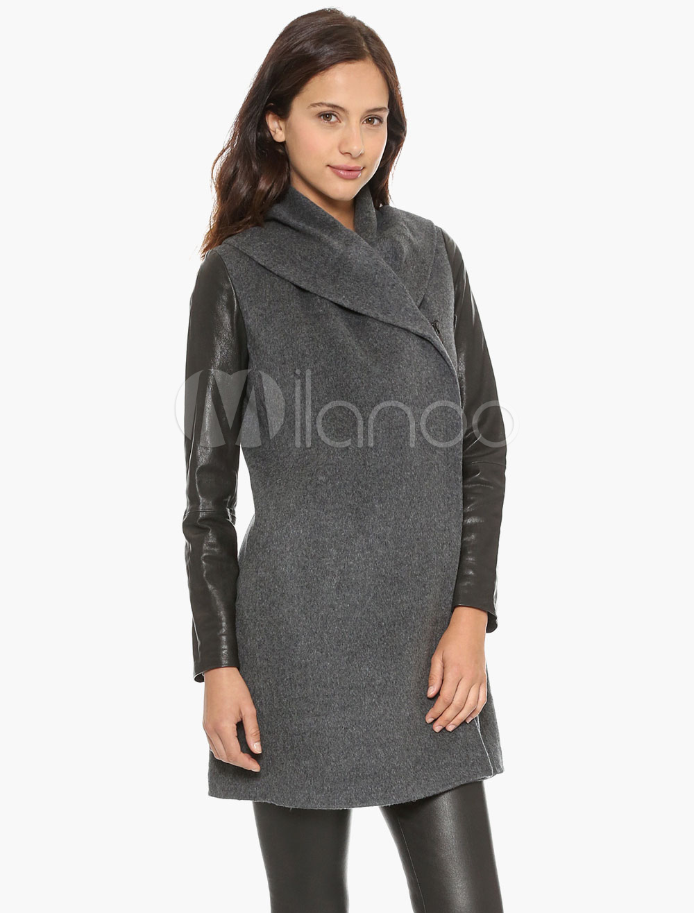 Hooded Coat with Patchwork - Milanoo.com