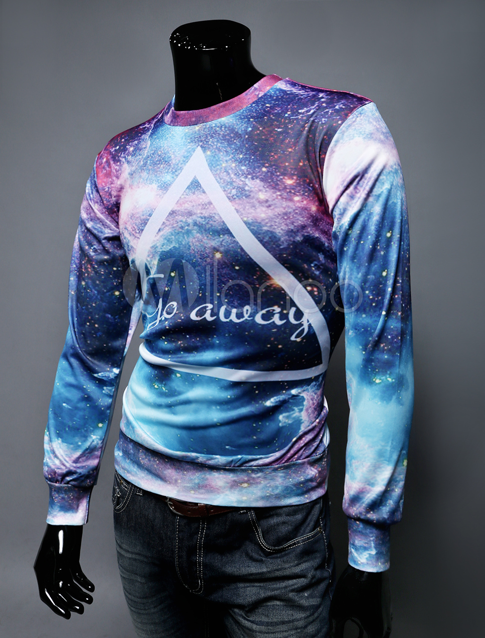 Galaxy Print Cotton Crewneck Sweatshirt - Milanoo.com