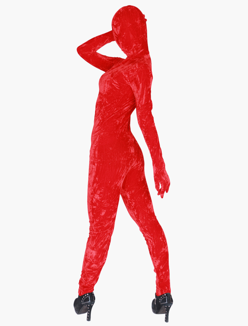 Halloween Red Velvet Zentai Suit Adult Leotard