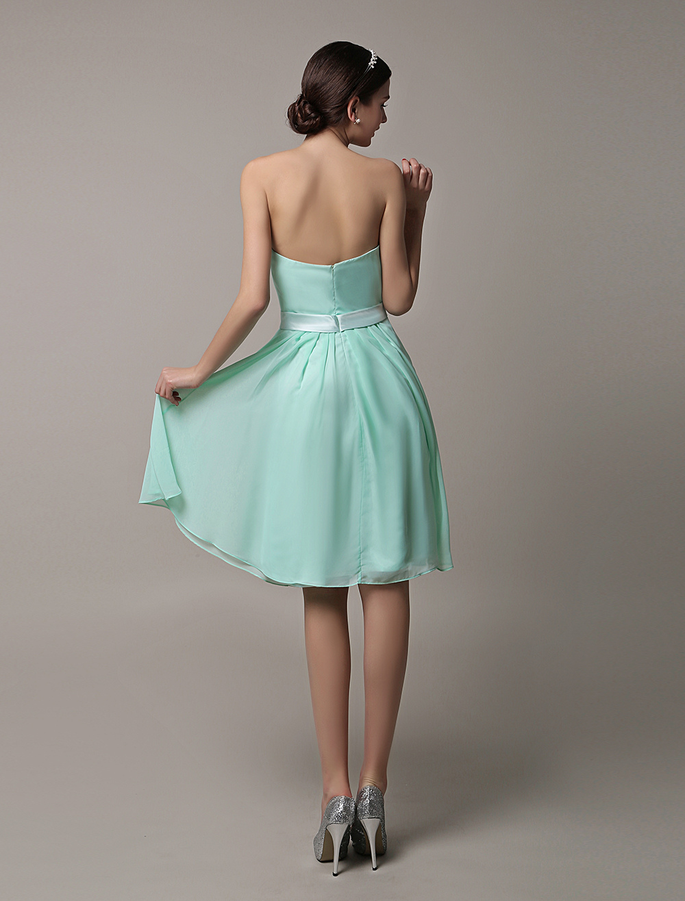 YILEEGOO Maxi Abito Da Donna Con Schiena Scoperta E Schiena Bassa, Elegante, Senza Spalline Lungo A Fascia Per Cocktail Party B Kaki M 127679037 - Foto 7