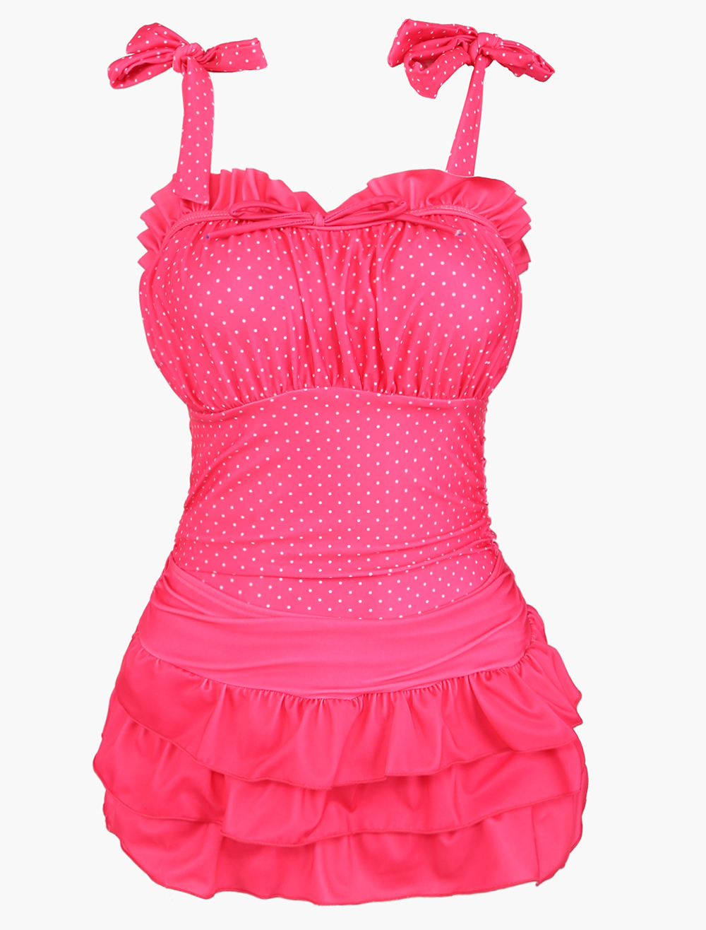 Pleated One Piece Swimsuit with Skirt