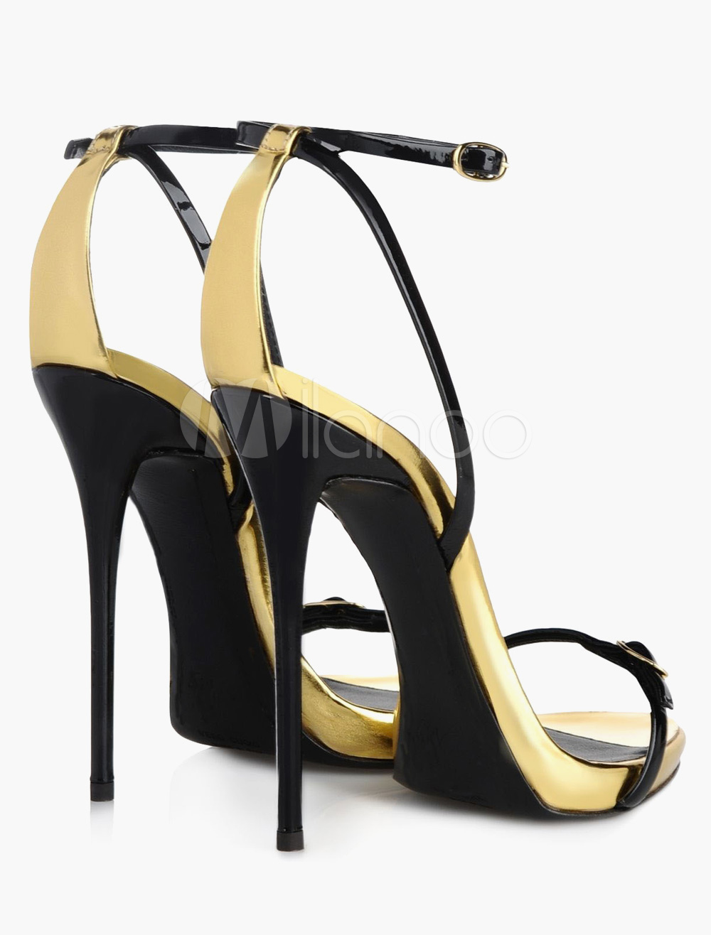 High Heel Sandals Black Ankle Strap Sandals Patent Dress Sandals For ...