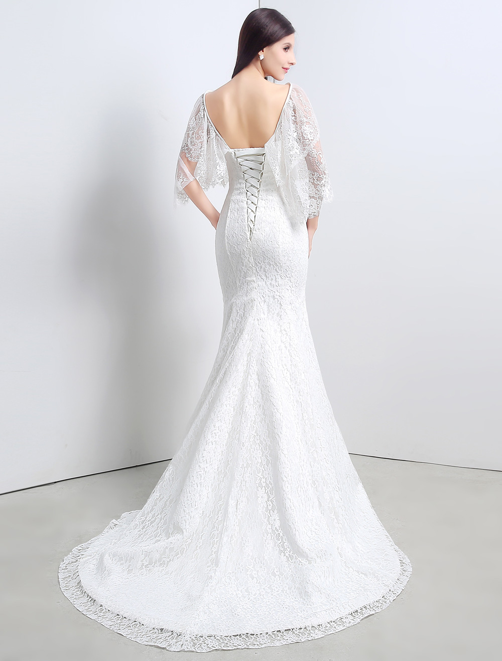 Lace Sweatheart Trumpet/Mermaid Wedding Dress With Lace Cape - Milanoo.com