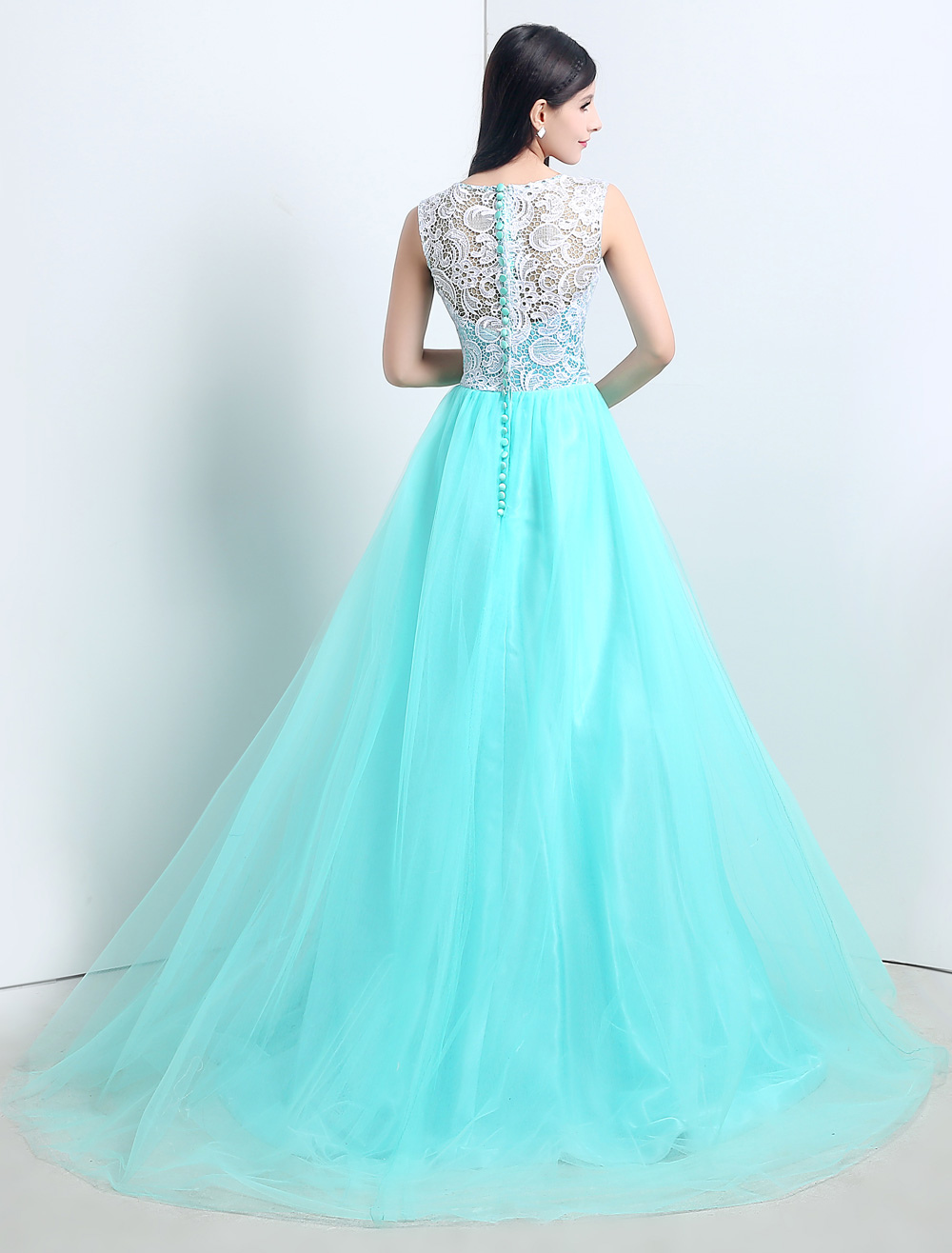 blue tulle gown