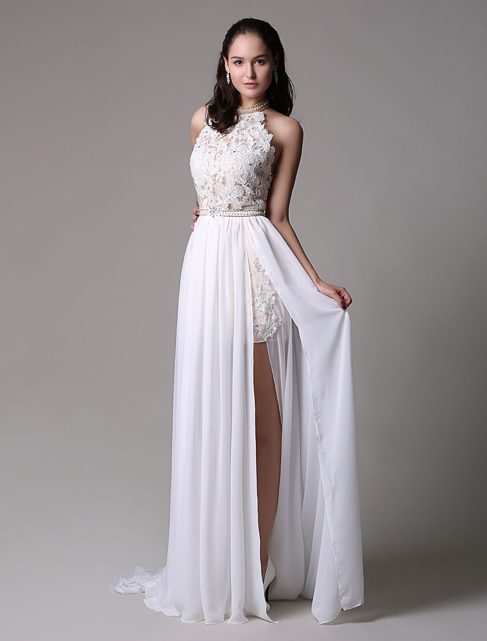 Ballkleider Etui- Ball kleider Weiß Hochzeit Spitze Beach Brautkleider ...
