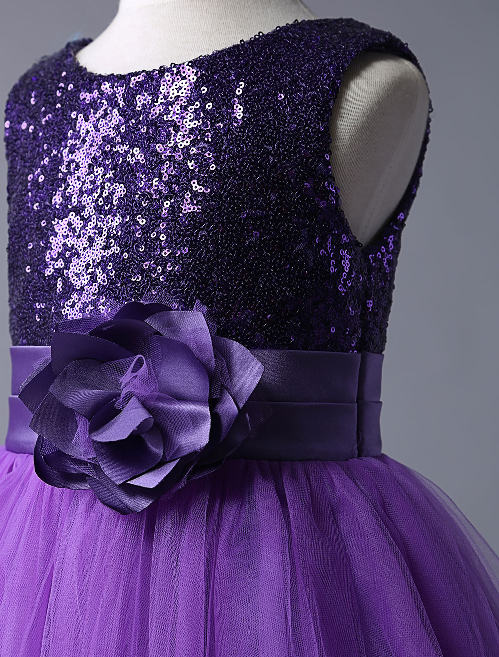 Floral Purple Sleeveless Girls' Party Dress main image 0