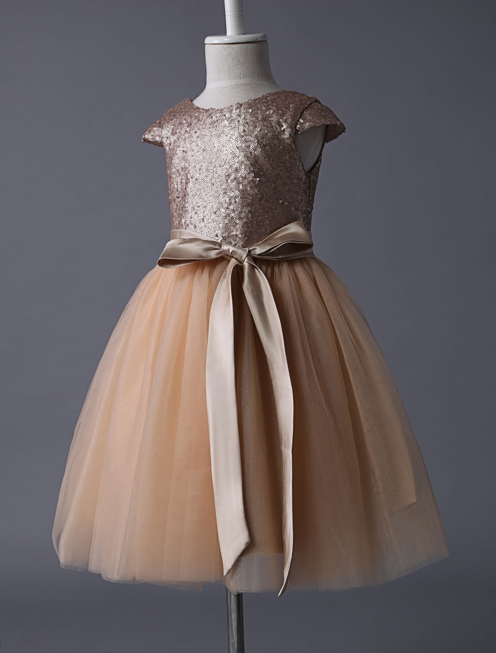 Robe Cérémonie Enfant Fille Avec Nœud Papillon - Robe Princesse Soirée Mariage Anniversaire