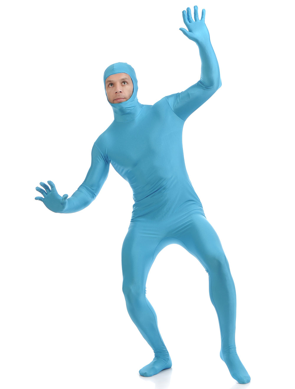 Light Sky Blue Open Face Zentai Suit Halloween Lycra Spandex Bodysuit ...