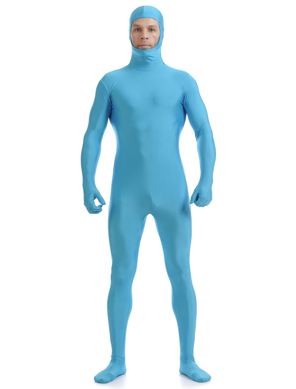 X-LARGE BLUE SKIN SUIT COSTUME Adult Men Spandex Bodysuit Full Cover Zentai NEW 