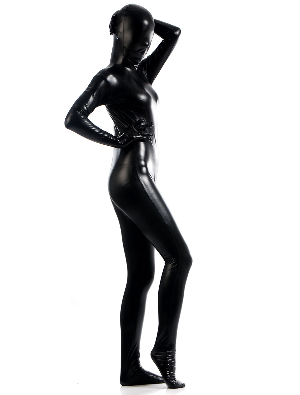 Black Zentai Suit Adults Unisex Full Body Shiny Metallic Bodysuit Costumeslive Com