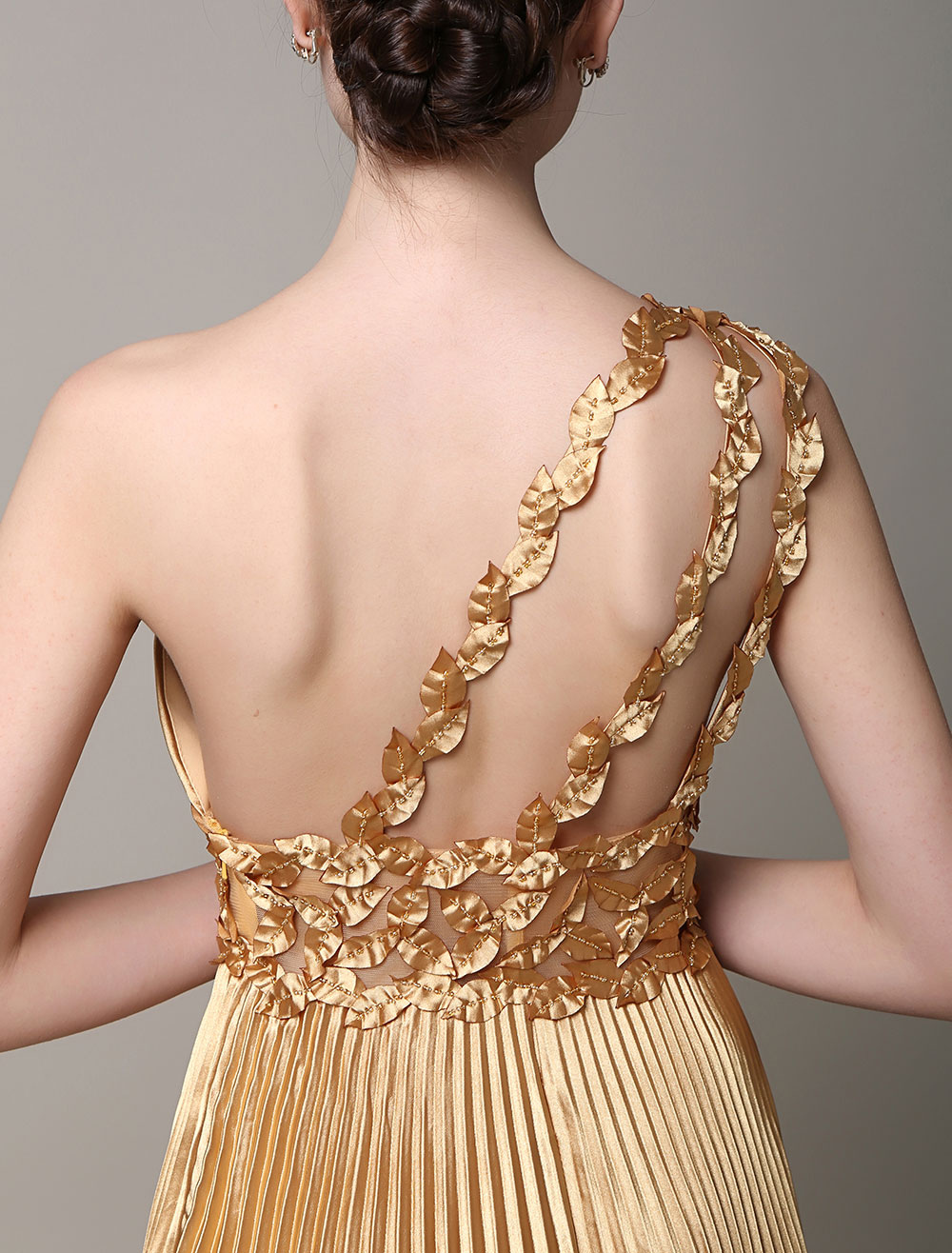 Gold evening dresses One Shoulder formal gowns pleated Sash Satin Prom — free download