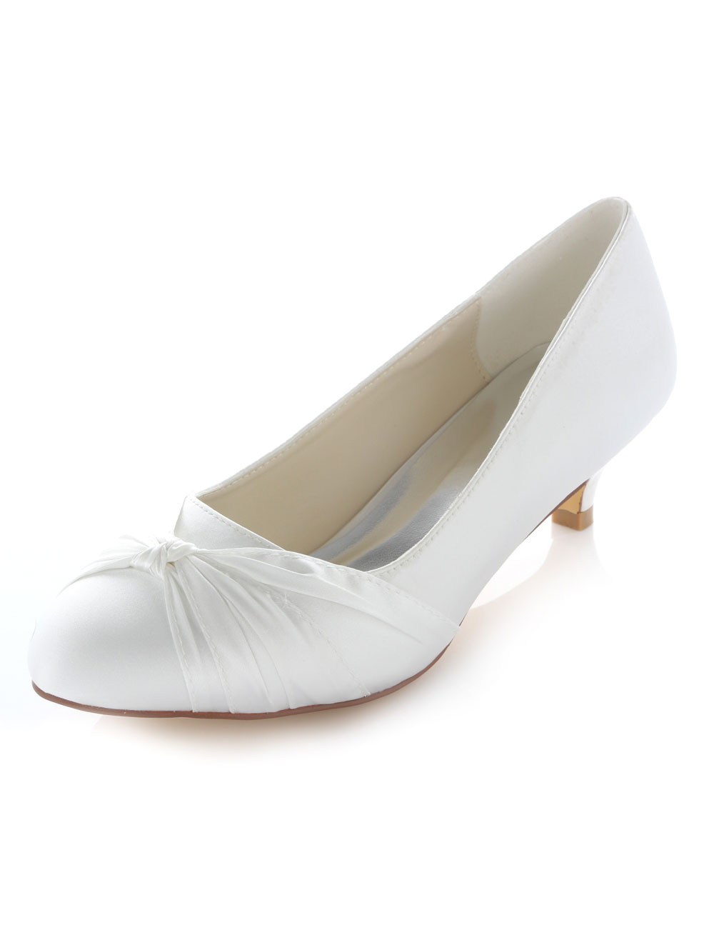 white satin pumps with bow